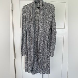 Eileen Fisher black white Lightweight Organic Linen Knit Cardigan size Medium